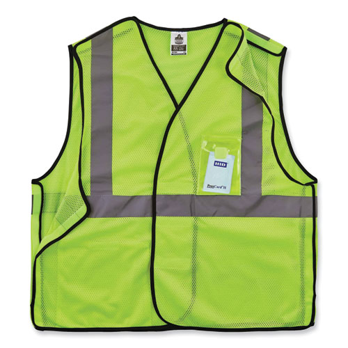 GloWear 8216BA Class 2 Breakaway Mesh ID Holder Vest, Polyester, Large/X-Large, Lime, Ships in 1-3 Business Days