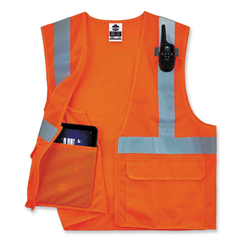 Image of Ergodyne® Glowear 8220Z Class 2 Standard Mesh Zipper Vest, Polyester, 4X-Large/5X-Large, Orange, Ships In 1-3 Business Days