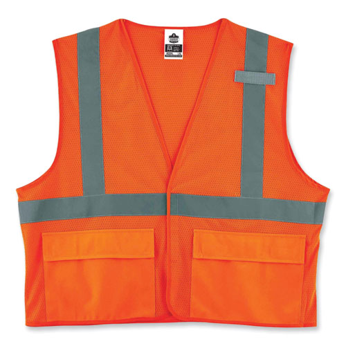 GloWear 8220HL Class 2 Standard Mesh Hook and Loop Vest, Polyester, Small/Medium, Orange, Ships in 1-3 Business Days