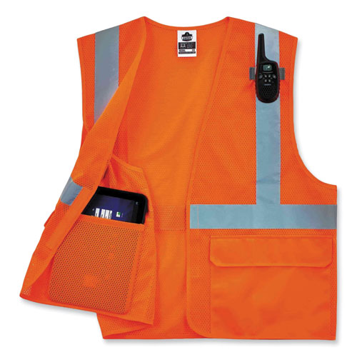 Image of Ergodyne® Glowear 8220Hl Class 2 Standard Mesh Hook And Loop Vest, Polyester, Small/Medium, Orange, Ships In 1-3 Business Days