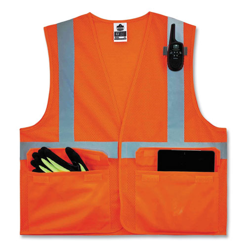 Image of Ergodyne® Glowear 8220Hl Class 2 Standard Mesh Hook And Loop Vest, Polyester, 4X-Large/5X-Large, Orange, Ships In 1-3 Business Days