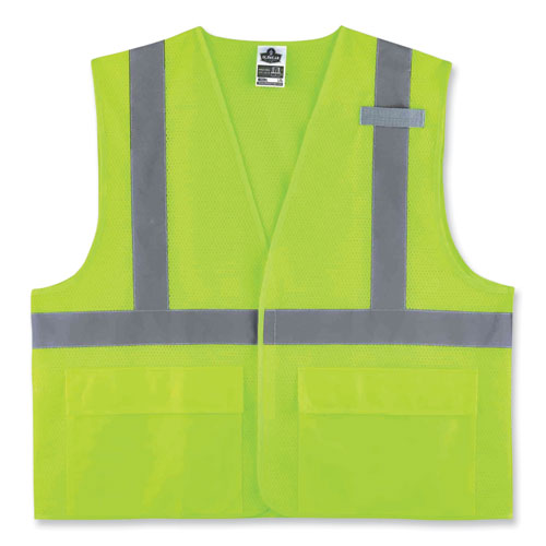 GloWear 8220HL Class 2 Standard Mesh Hook and Loop Vest, Polyester, 2X-Large/3X-Large, Lime, Ships in 1-3 Business Days