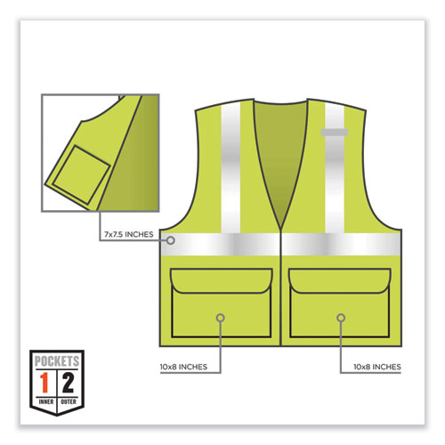 Image of Ergodyne® Glowear 8220Hl Class 2 Standard Mesh Hook And Loop Vest, Polyester, 4X-Large/5X-Large, Lime, Ships In 1-3 Business Days