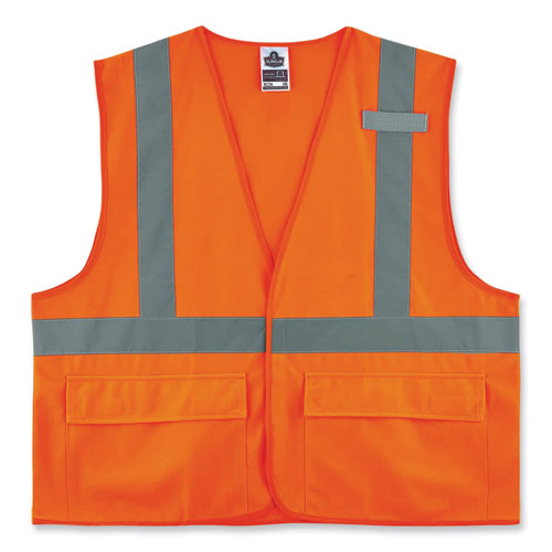 GloWear 8225HL Class 2 Standard Solid Hook and Loop Vest, Polyester, Orange, Large/X-Large, Ships in 1-3 Business Days