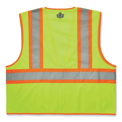 GloWear 8229Z Class 2 Economy Two-Tone Zipper Vest, Polyester, Large/X-Large, Lime, Ships in 1-3 Business Days