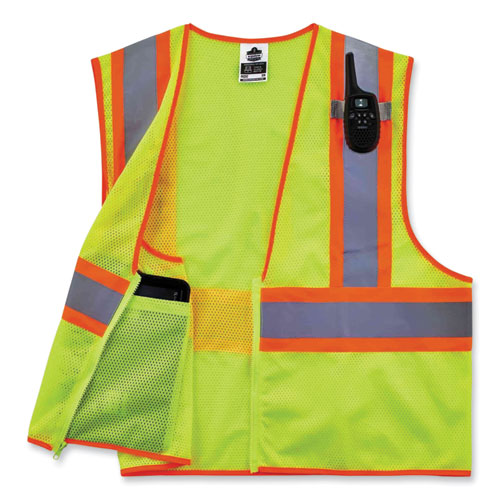 GloWear 8229Z Class 2 Economy Two-Tone Zipper Vest, Polyester, 2X-Large/3X-Large, Lime, Ships in 1-3 Business Days