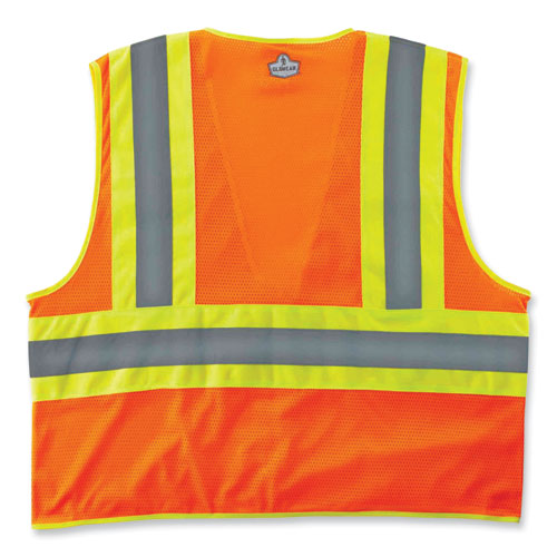 GloWear 8229Z Class 2 Economy Two-Tone Zipper Vest, Polyester, X-Small, Orange