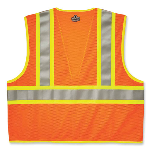 GloWear 8230Z Class 2 Two-Tone Mesh Zipper Vest, Polyester, Small/Medium, Orange, Ships in 1-3 Business Days