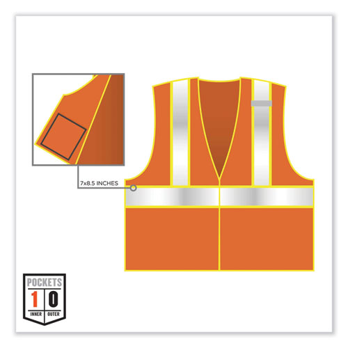 GloWear 8230Z Class 2 Two-Tone Mesh Zipper Vest, Polyester, Small/Medium, Orange, Ships in 1-3 Business Days
