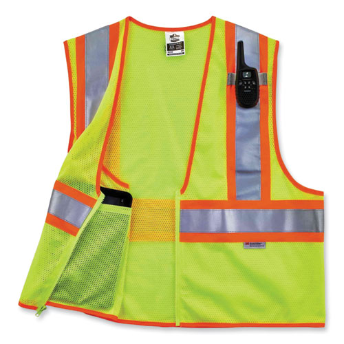GloWear 8230Z Class 2 Two-Tone Mesh Zipper Vest, Polyester, Small/Medium, Lime, Ships in 1-3 Business Days