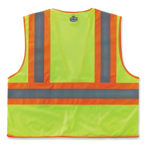 GloWear 8230Z Class 2 Two-Tone Mesh Zipper Vest, Polyester, Large/X-Large, Lime, Ships in 1-3 Business Days