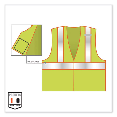 GloWear 8230Z Class 2 Two-Tone Mesh Zipper Vest, Polyester, 2X-Large/3X-Large, Lime, Ships in 1-3 Business Days