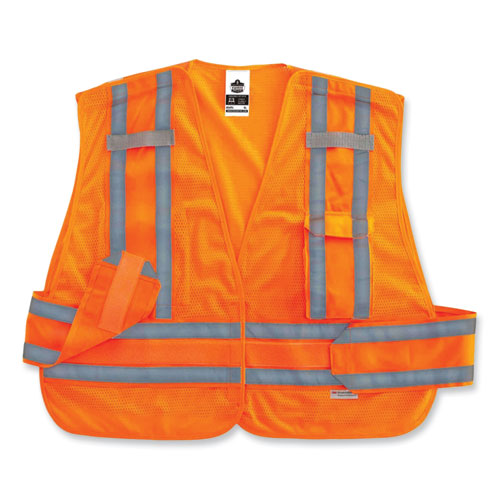 GloWear 8244PSV Class 2 Expandable Public Safety Hook and Loop Vest, Polyester, Med/Large, Orange, Ships in 1-3 Business Days