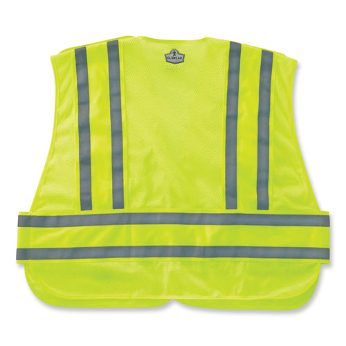 GloWear 8244PSV Class 2 Expandable Public Safety Hook and Loop Vest, Polyester, Med/Large, Lime, Ships in 1-3 Business Days