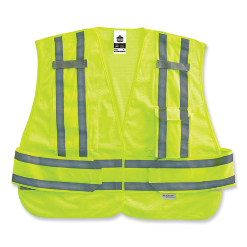 GloWear 8244PSV Class 2 Expandable Public Safety Hook and Loop Vest, Polyester, X-Large/2XL, Lime, Ships in 1-3 Business Days