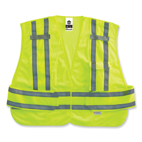 GloWear 8244PSV Class 2 Expandable Public Safety Hook and Loop Vest, Polyester, 3XL Plus, Lime, Ships in 1-3 Business Days