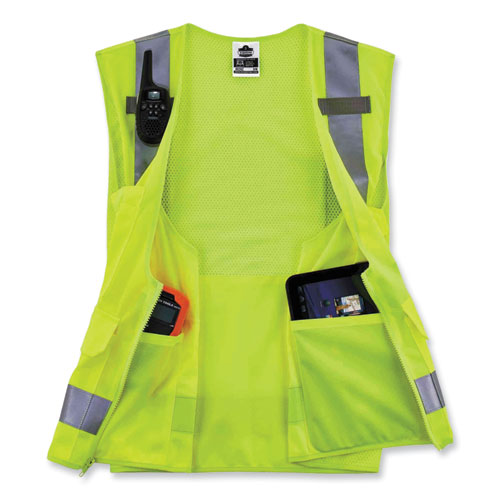 GloWear 8250Z Class 2 Surveyors Zipper Vest, Polyester, Large/X-Large, Lime, Ships in 1-3 Business Days