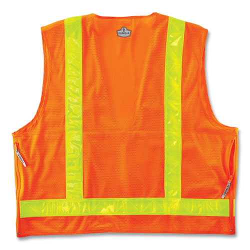 GloWear 8250ZHG Class 2 Hi-Gloss Surveyors Zipper Vest, Polyester, Small/Medium, Orange, Ships in 1-3 Business Days