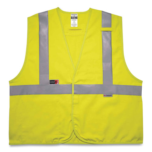 ergodyne® GloWear 8261FRHL Class 2 Dual Compliant FR Hook and Loop Safety Vest, 2X-Large/3X-Large, Lime, Ships in 1-3 Business Days