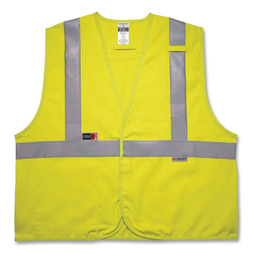 Ergodyne® Glowear 8261Frhl Class 2 Dual Compliant Fr Hook And Loop Safety Vest, 4X-Large/5X-Large, Lime, Ships In 1-3 Business Days