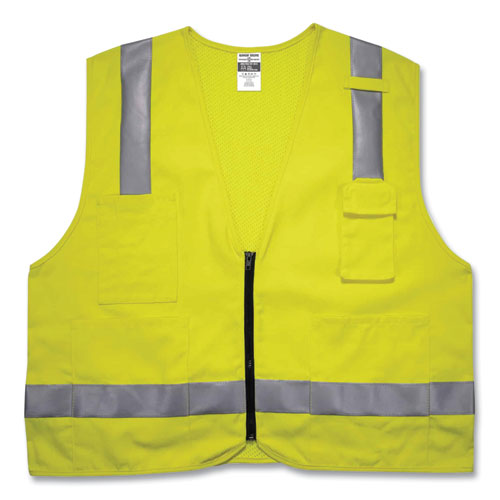 Ergodyne® Glowear 8262Frz Class 2 Fr Surveyor Zipper Vest, Tencel/Modacrylic/Para-Aramid/Kevlar, S/M, Lime, Ships In 1-3 Business Days