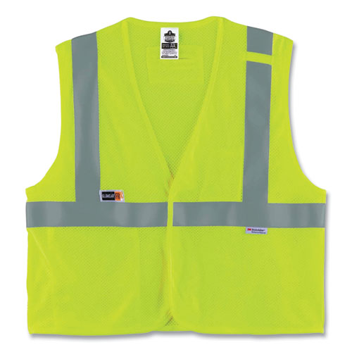 GloWear 8260FRHL Class 2 FR Safety Hook and Loop Vest, Modacrylic/Kevlar, 4X-Large/5X-Large, Lime, Ships in 1-3 Business Days