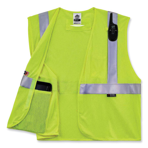 Image of Ergodyne® Glowear 8260Frhl Class 2 Fr Safety Hook And Loop Vest, Modacrylic/Kevlar, 4X-Large/5X-Large, Lime, Ships In 1-3 Business Days