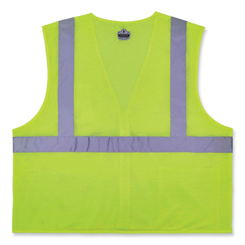 Image of ergodyne® GloWear 8256Z Class 2 Self-Extinguishing Zipper Vest, Polyester, Small/Medium, Lime