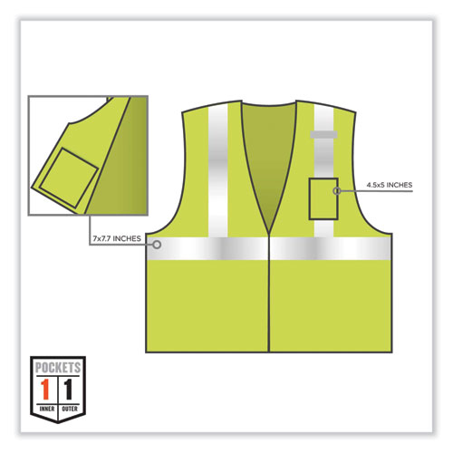 Image of ergodyne® GloWear 8256Z Class 2 Self-Extinguishing Zipper Vest, Polyester, Small/Medium, Lime