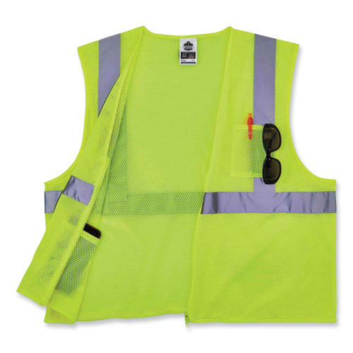 Image of ergodyne® GloWear 8256Z Class 2 Self-Extinguishing Zipper Vest, Polyester, Small/Medium, Lime