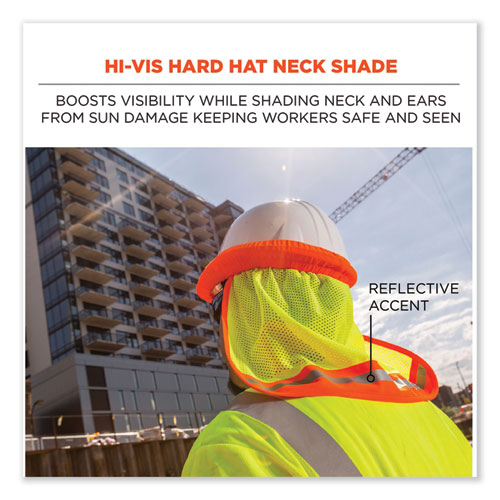 Image of Ergodyne® Glowear 8005 Hi-Vis Hard Hat Neck Shade, 20 X 12.5, Orange, Ships In 1-3 Business Days