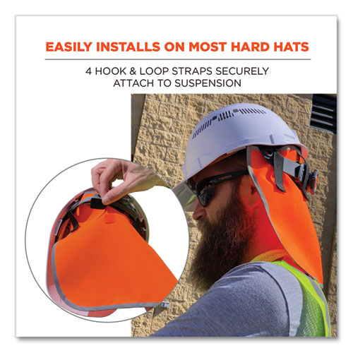 GloWear 8006 Hi-Vis Hard Hat Neck Shade, 12.25 x 10.5, Orange, Ships in 1-3 Business Days