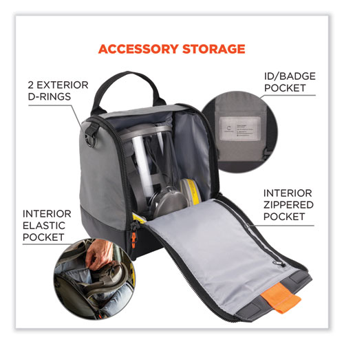 Image of Ergodyne® Arsenal 5185 Full Respirator Bag With Zipper Magnetic Closure, 5.5 X 9.5 X 9.5, Gray, Ships In 1-3 Business Days