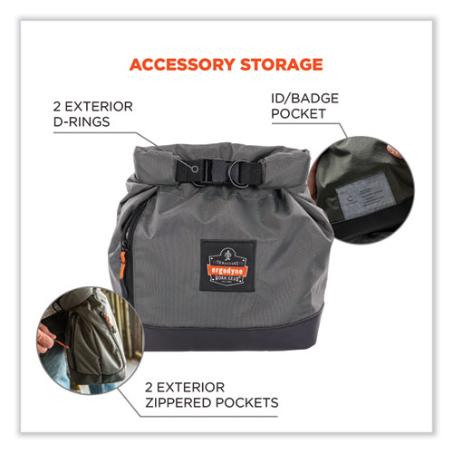 Image of Ergodyne® Arsenal 5186 Full Respirator Bag With Roll Top Closure, 7.5 X 13.5 X 13.5, Gray, Ships In 1-3 Business Days