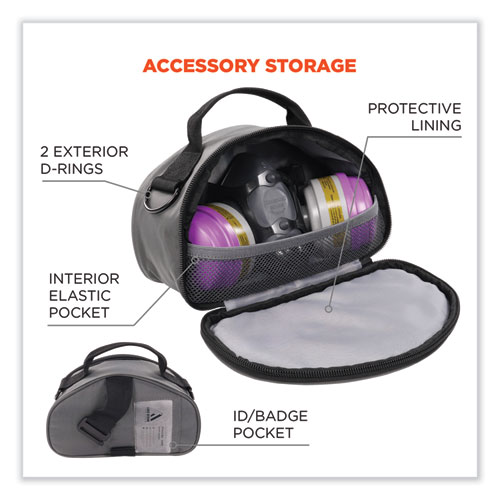Image of Ergodyne® Arsenal 5187 Clamshell Half Respirator Bag With Zipper Closure, 4 X 9 X 5, Gray, Ships In 1-3 Business Days