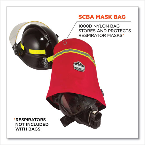 Arsenal 5082 SCBA Mask Bag with Hook-and-Loop Closure, 8.5 x 8.5 x 14, Red, Ships in 1-3 Business Days