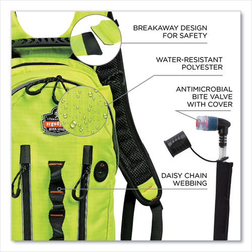 Image of Ergodyne® Chill-Its 5157 Cargo Hydration Pack With Storage, 3 L, Hi-Vis Lime, Ships In 1-3 Business Days