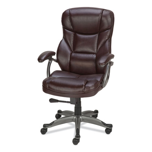 Image of Alera® Birns Series High-Back Task Chair, Supports Up To 250 Lb, 18.11" To 22.05" Seat Height, Brown Seat/Back, Chrome Base