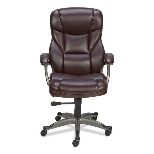 Alera Birns Series High-Back Task Chair, Supports Up to 250 lb, 18.11" to 22.05" Seat Height, Brown Seat/Back, Chrome Base