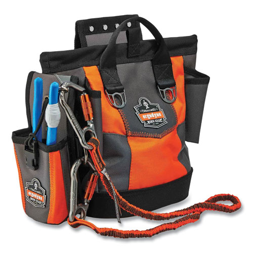 Image of Ergodyne® Arsenal 5527 Premium Topped Tool Pouch With Hinged Closure, 6 X 10 X 11.5, Polyester, Orange, Ships In 1-3 Business Days