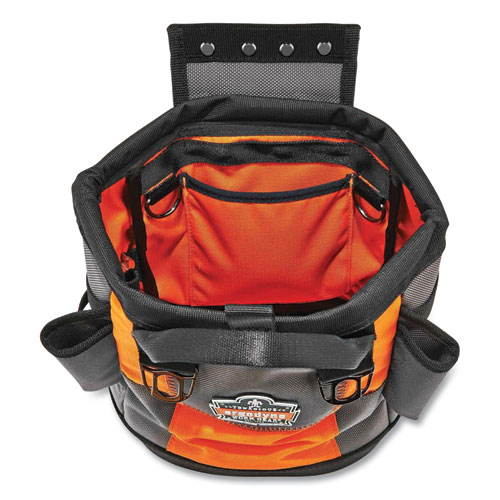 Image of Ergodyne® Arsenal 5527 Premium Topped Tool Pouch With Hinged Closure, 6 X 10 X 11.5, Polyester, Orange, Ships In 1-3 Business Days