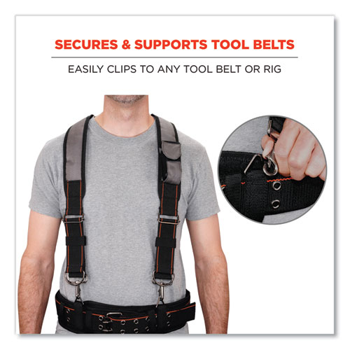 Image of Ergodyne® Arsenal 5560 Padded Tool Belt Suspenders, 36" To 48" Waist, 3" Wide, Polyester, Gray, Ships In 1-3 Business Days
