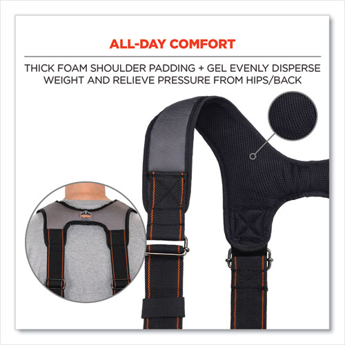 Arsenal 5560 Padded Tool Belt Suspenders, 36" to 48" Waist, 3" Wide, Polyester, Gray, Ships in 1-3 Business Days