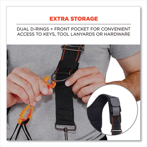 Image of Ergodyne® Arsenal 5560 Padded Tool Belt Suspenders, 36" To 48" Waist, 3" Wide, Polyester, Gray, Ships In 1-3 Business Days