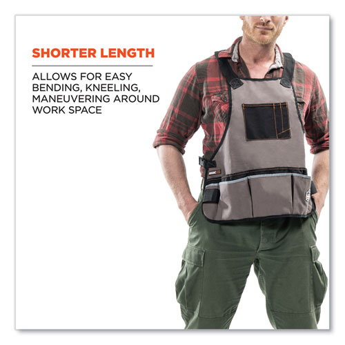 Image of Ergodyne® Arsenal 5700 16-Pocket Apron, 16 Compartments, 20.8 X 23.6, Canvas, Gray, Ships In 1-3 Business Days
