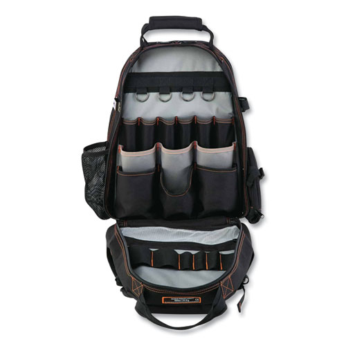 Arsenal 5843 Tool Backpack Dual Compartment, 26 Comp, 8.5x13.5x18, Ballistic Polyester, Black/Gray,Ships in 1-3 Business Days