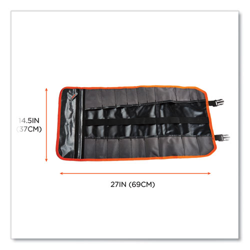 Arsenal 5871 Polyester Tool Roll Up, 21 Compartments, 27 x 14, Polyester, Black, Ships in 1-3 Business Days