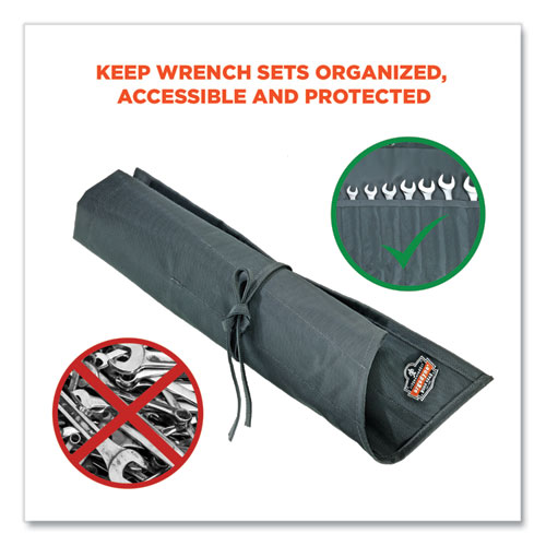 Arsenal 5872 Wrench Roll-Up, 14 Compartments, 26 x 22, Polyester, Gray, Ships in 1-3 Business Days