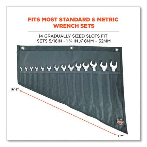 Arsenal 5872 Wrench Roll-Up, 14 Compartments, 26 x 22, Polyester, Gray, Ships in 1-3 Business Days
