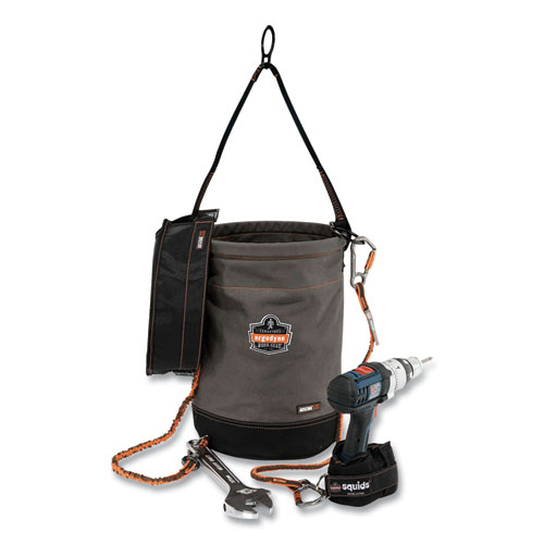 Image of Ergodyne® Arsenal 5960T Canvas Hoist Bucket And Top With D-Rings, 12.5 X 12.5 X 17, Gray, Ships In 1-3 Business Days